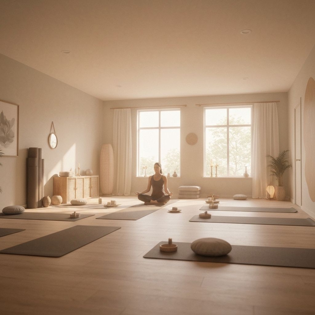 Calm yoga and meditation studio